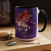 Load image into Gallery viewer, Red Cardinal &amp; Flowers for Grandma - Accent Mug (11, 15oz)
