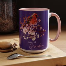 Load image into Gallery viewer, Red Cardinal &amp; Flowers for Grandma - Accent Mug (11, 15oz)
