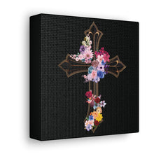 Load image into Gallery viewer, Flower Covered Cross - Canvas Wall Art
