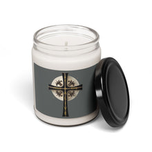 Load image into Gallery viewer, Golden &amp; Black &quot;Jesus is King&quot; Cross - Scented Soy Candle, 9oz
