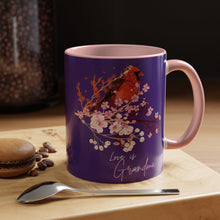 Load image into Gallery viewer, Red Cardinal &amp; Flowers for Grandma - Accent Mug (11, 15oz)
