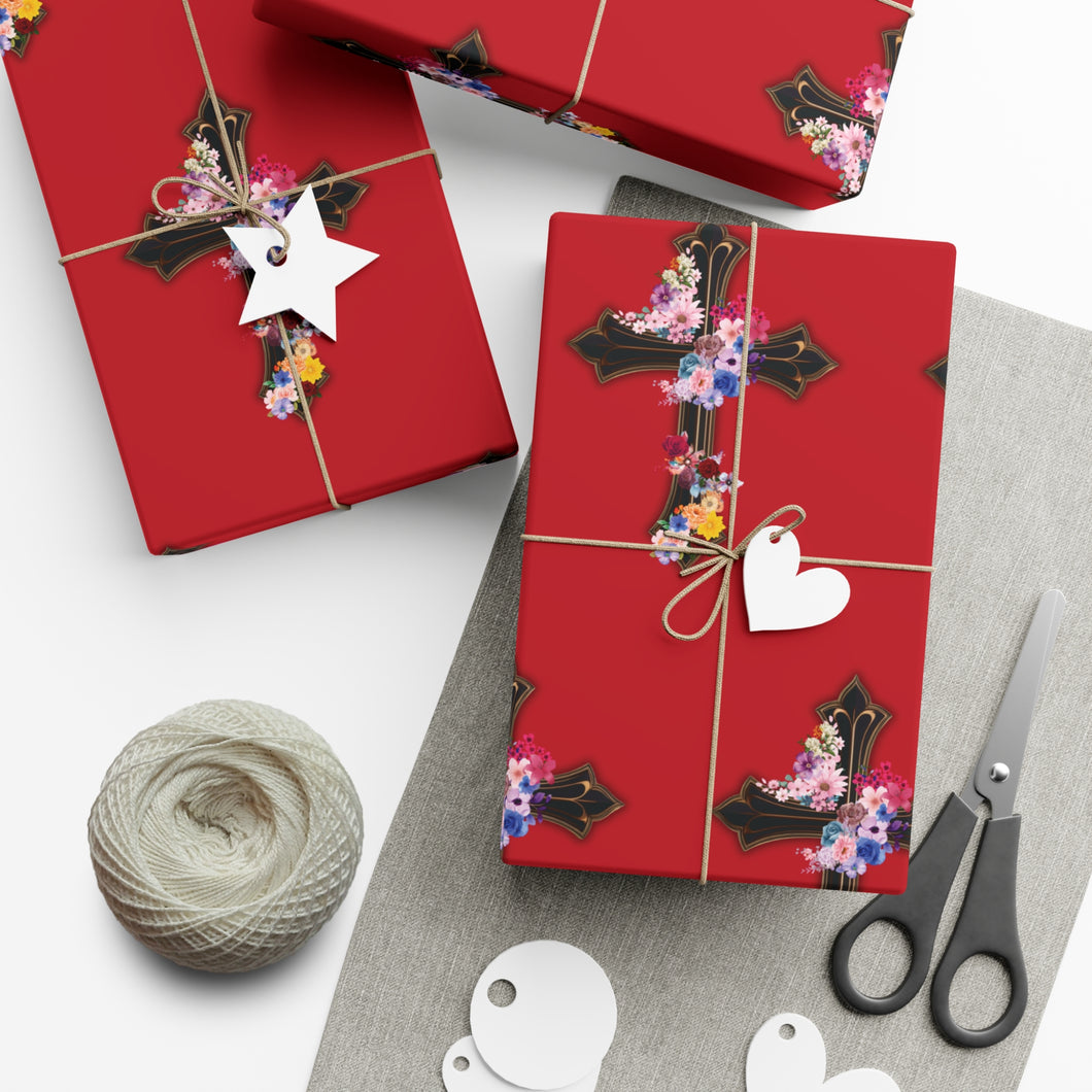 Flower Covered Cross - Gift Wrap Papers