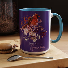 Load image into Gallery viewer, Red Cardinal &amp; Flowers for Grandma - Accent Mug (11, 15oz)
