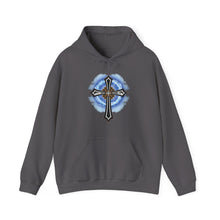 Load image into Gallery viewer, Lightning &amp; Clouds Cross - Unisex Heavy Blend™ Hooded Sweatshirt
