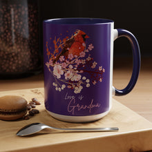 Load image into Gallery viewer, Red Cardinal &amp; Flowers for Grandma - Accent Mug (11, 15oz)
