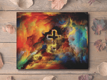 Load image into Gallery viewer, Rainbow Storm Cross - Canvas Wall Art
