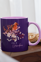 Load image into Gallery viewer, Red Cardinal &amp; Flowers for Grandma - Accent Mug (11, 15oz)
